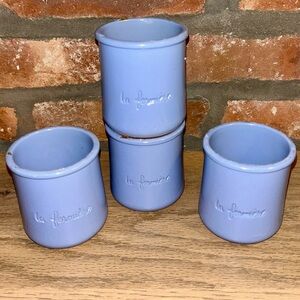 La Fermiere Yogurt Pots  Periwinkle Blue Pottery 4 French Style 6oz One Is Aries